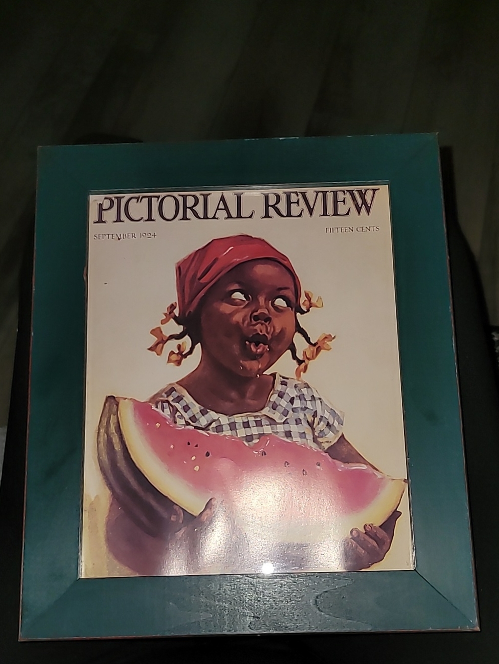 Teal Framed Home Art Print – Pictorial Review Cover Sept. 1924 15 Cents
